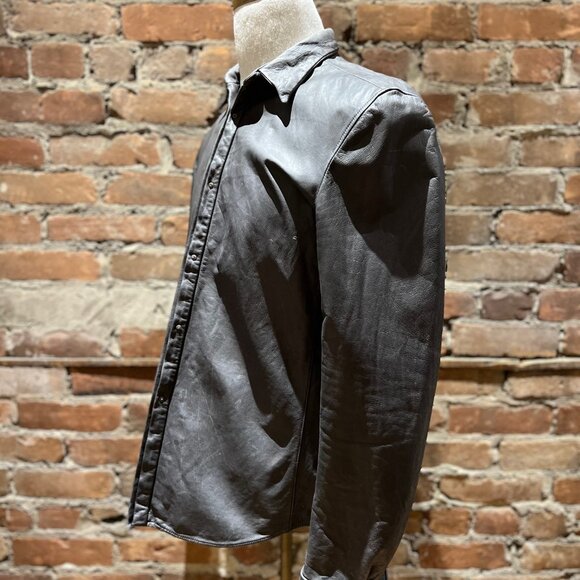 Carpe Diem Black Leather Shirt Jacket – Artisanal Handcrafted Italy (2001) - Picture 2 of 9